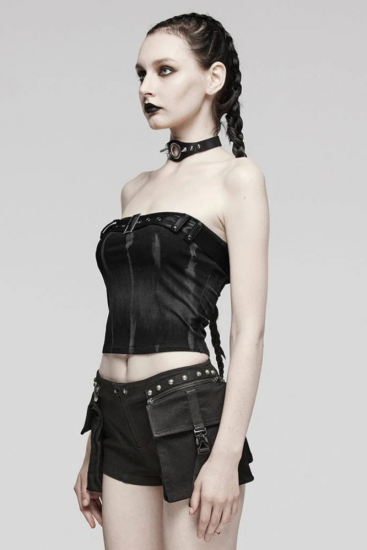 Simple Adjustable Bust Strap Sleeveless Print Womens Steampunk Corset 2 Colors - Product - 2