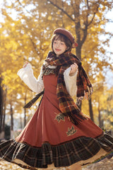 [Autumn Chronicles] Sleeveless Printed Ruffled Embroidered Spliced Slim Sweet Lolita Jsk Dress - Product - 11