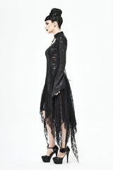 Black Dragon Spine Hole Decoration Long Sleeves Gothic Dress - Product - 3