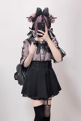 Jirai Kei Bowknot Lace Slim Sweet Lolita Blouse 3 Colors - Product - 2