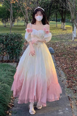 Gradient Pink Gorgeous Bowknot Strawberry Princess Hanayome Sweet Lolita Jsk Dress - Product - 2