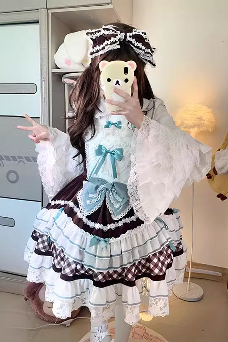 [Beating Heart] Sleeveless Print Ruffle Bowknot Lace Sweet Lolita Dress 3 Colors - Product - 7
