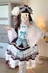 [Beating Heart] Sleeveless Print Ruffle Bowknot Lace Sweet Lolita Dress 3 Colors - Product - 7