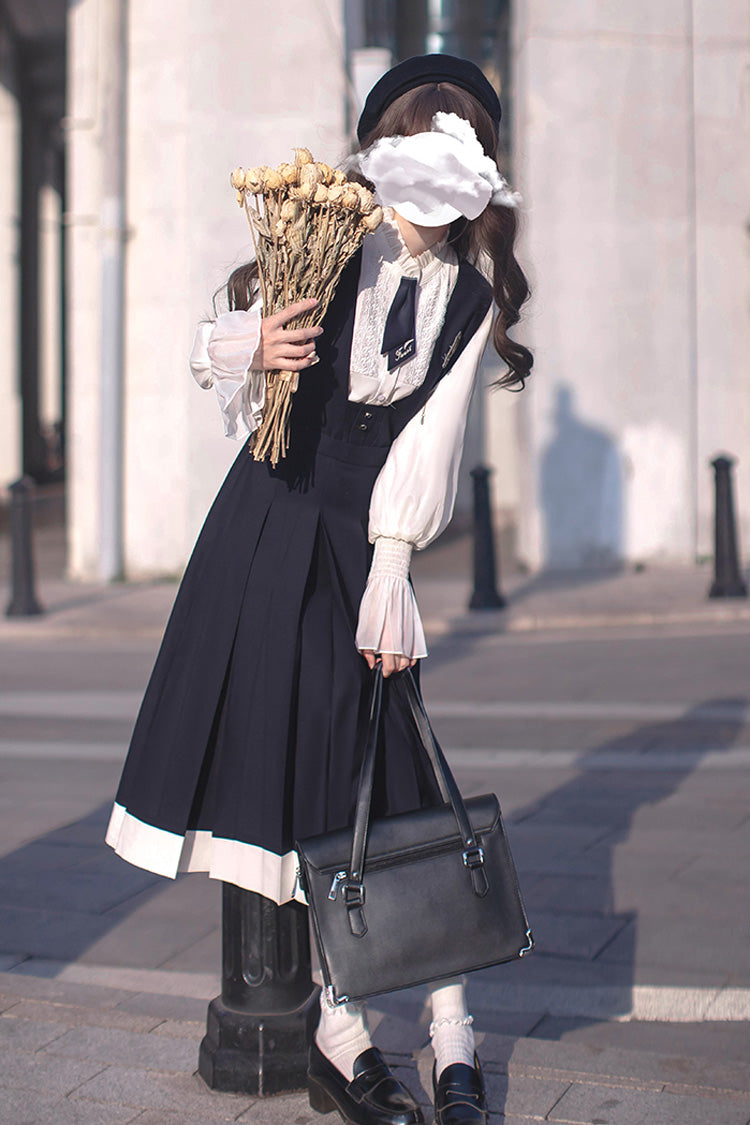 Blue Sleeveless Classic College Style Elegant Lolita Jumper Dress - Product - 7