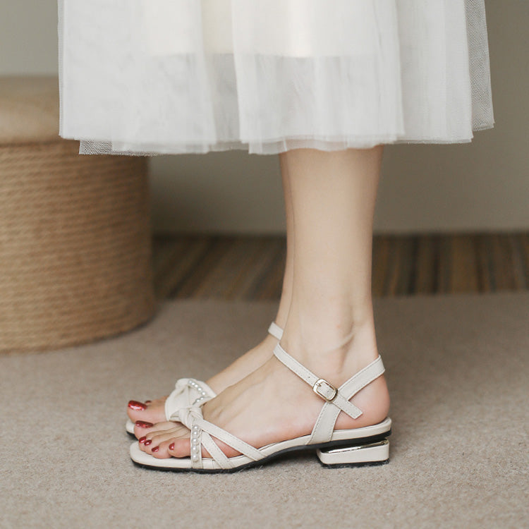 Pearl Chain Decoration Sweet Elegant Sandals 2 Colors - Product - 6