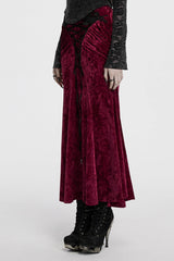 Black/Red High Waisted Lace-Up Women's Gothic Fishtailed Skirt - Product - 2