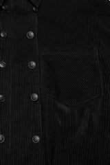 Black Double-breasted Long Puff Sleeves Men's Gothic Blouse - Product - 6