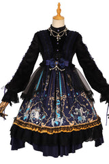 Black God's Salvation Long Sleeves Lace Ruffled Gothic Lolita OP Dress - Product - 7