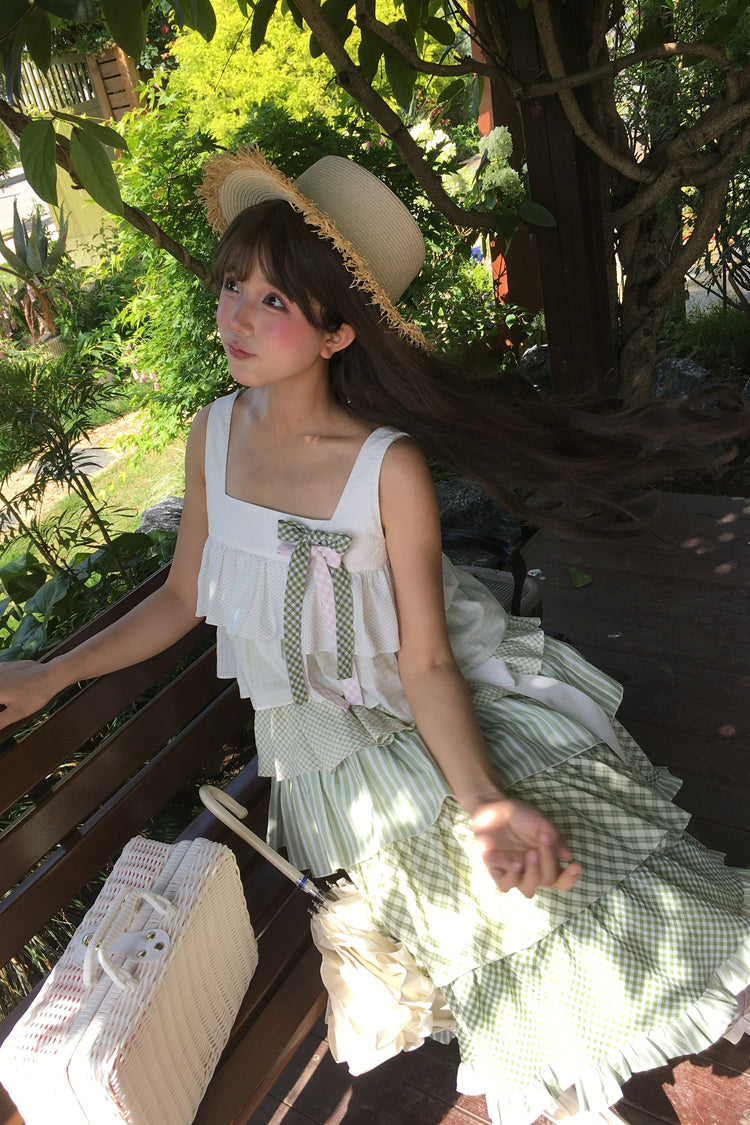 Green [Go To The Forest] Multi-Layered Print Ruffle Holiday Sweet Lolita Jsk Dress - Product - 19