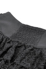 Black Wide-Waistband Eyelet Strap Double-Layered Lace Women's Punk Skirt - Product - 15