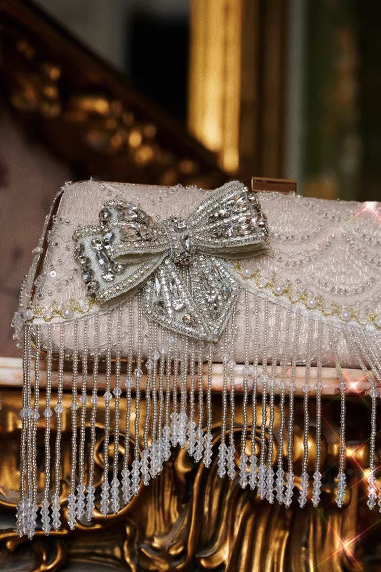 Champagne Heavily Embellished Rhinestone Bow Evening Sweet Lolita Clutch - Product - 2