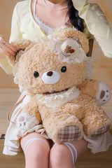 Brown [Little Bear Guli] Ruffled Plush Toy Sweet Lolita Backpack - Product - 6