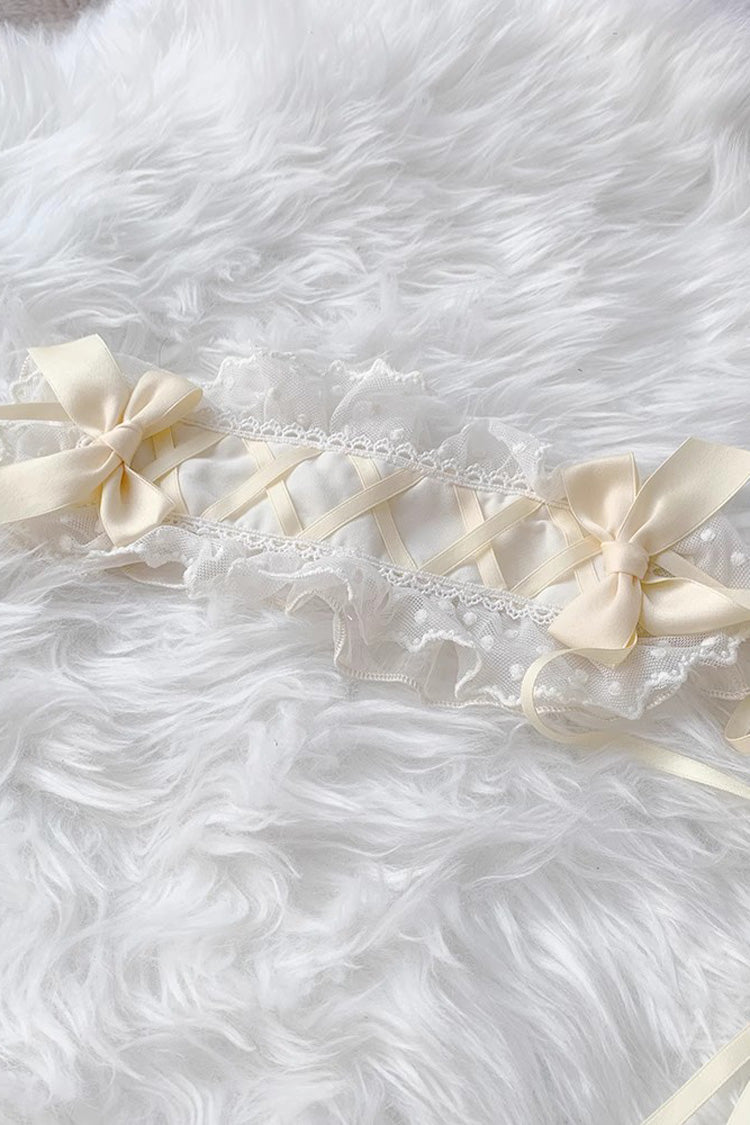 Beige Lace Cool Angel Short Sleeves Bowknot Ruffle Sweet Lolita Dress - Product - 11