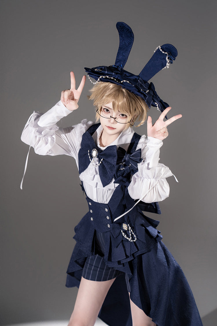 Blue Rabbit Theater Vertical Stripes Print Ouji Fashion Sweet Prince Cool Lolita Shorts - Product - 5