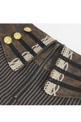 Brown High Waisted Striped  Lace-Up Men's Gothic Pants - Product - 9