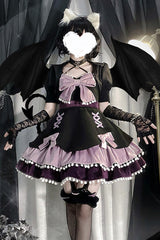 Multicolor Confession Function Series Bowknot Woolen Sweet Lolita JSK Dress 5 Colors - Black/Purple - 1