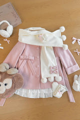First Snow Bear Bowknot Scarf Design Sweet Japanese Lolita Coat 4 Colors - Product - 9