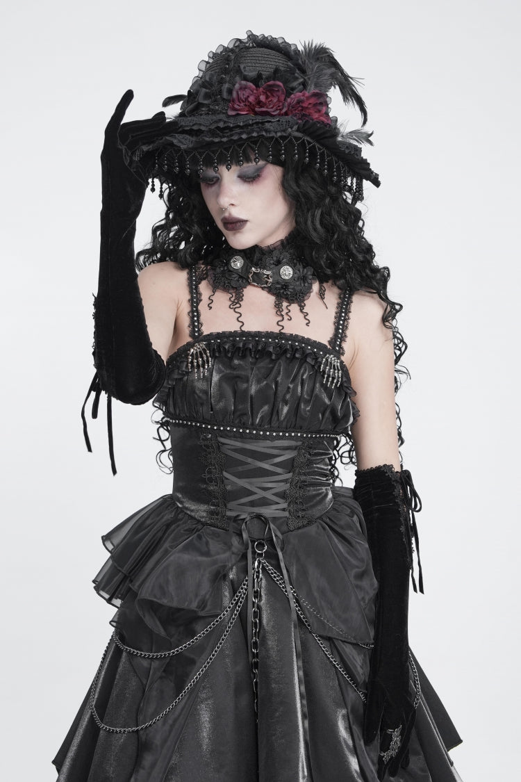 Black Lace Women's Gothic Floral Tassels Neckwear - Product - 7