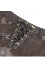 Brown High Waisted Print Women's Punk Pants - Product - 9