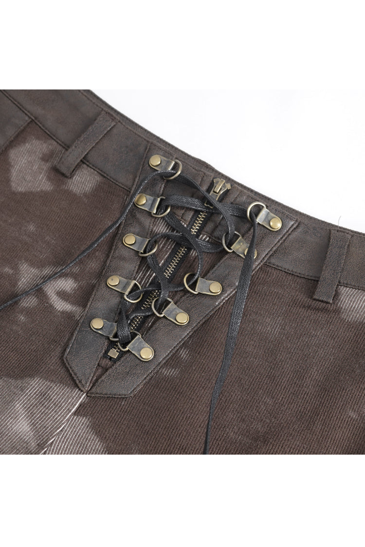 Brown High Waisted Print Women's Punk Pants - Product - 9