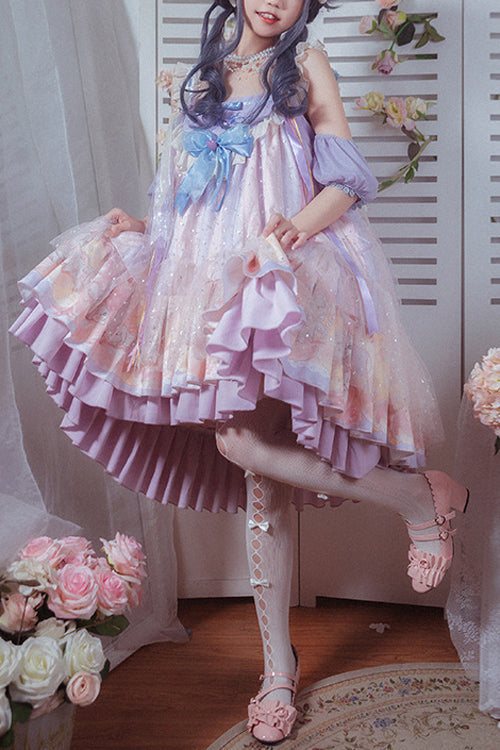 Multi-Color Matching Hand Sleeves High Waist Sweet Lolita JSK Dress - Multi-Color - 1