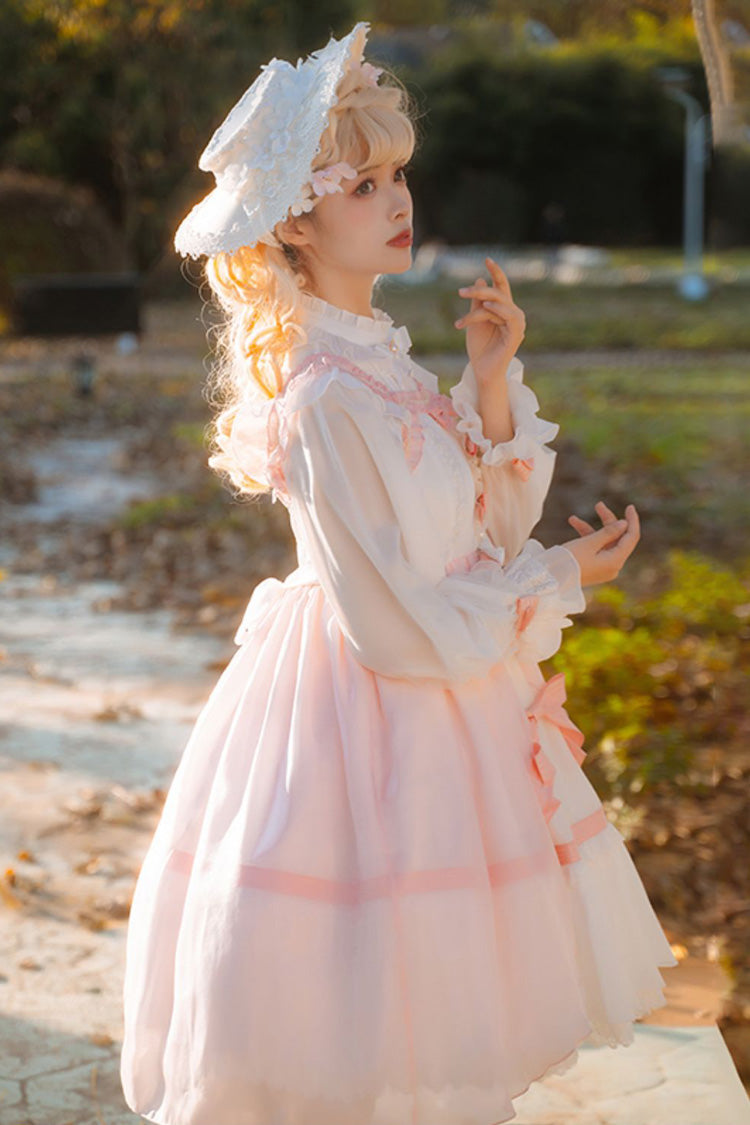 Pink Sleeveless Ruffle Cardigan Bowknot Lace Sweet Plus Size Lolita Jsk Dress - Product - 5