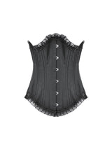 Black Sleeveless Lace Irregular Lace-Up Women's Gothic Underbust Corset - Product - 3