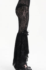 Black Embroidery Lace Sheer Mesh Tassels Women's Gothic Pants - Product - 7