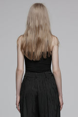 Black Halterneck Drop Hollow Women's Punk Vest - Product - 3