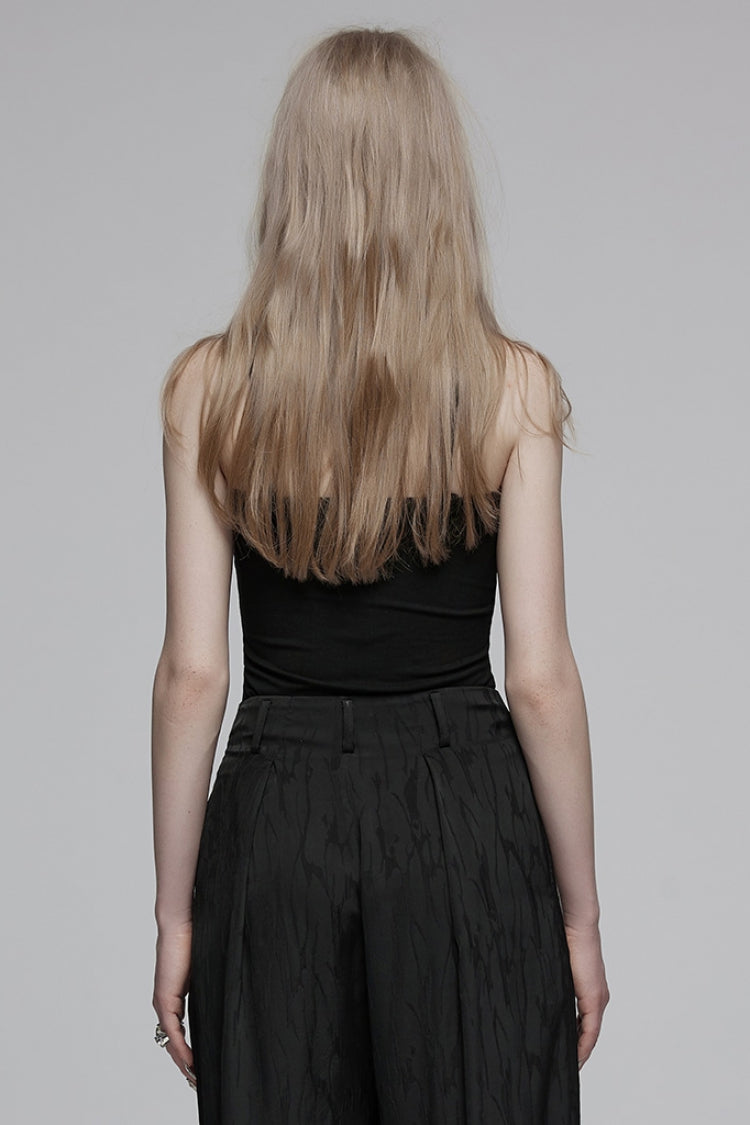 Black Halterneck Drop Hollow Women's Punk Vest - Product - 3