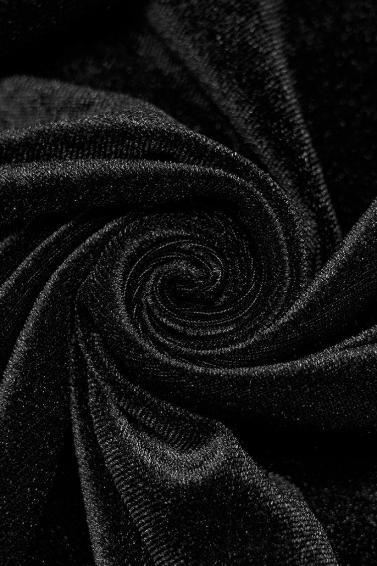 Black Long Sleeves Invisible Zipper High Waisted Hollow Stitching Women's Gothic Dress - Product - 7