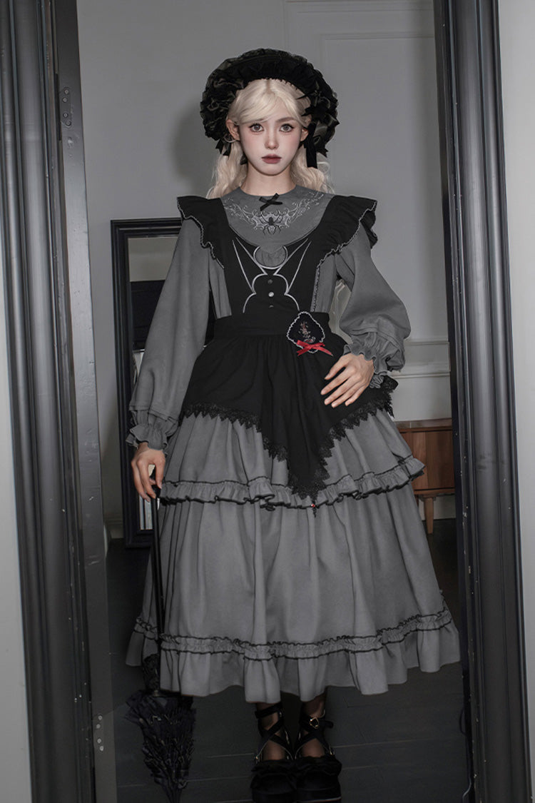 [Castle Night] Long Sleeves Ruffle Embroidery Gothic Lolita Dress 2 Colors - Product - 16