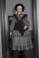 [Castle Night] Long Sleeves Ruffle Embroidery Gothic Lolita Dress 2 Colors - Product - 16