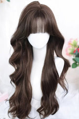 Ash Brown Big Wavy Curls Effortless Chic No-Prep Sweet Lolita Wig - Ash-Brown - 1