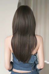 Cool Brown Japanese Style High Layers Hime Cut Long Straight Sweet Lolita Wig - Product - 4