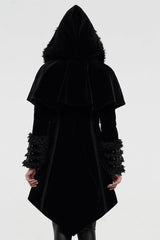 Black Long Sleeves Metal Buckle Hooded Womens Gothic Cloak Coat - Product - 3