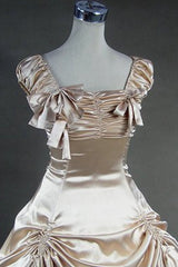Champagne Cotton Square Collar Cap Sleeves Multi-Layer Classic Victorian Lolita Prom Dress - Product - 3