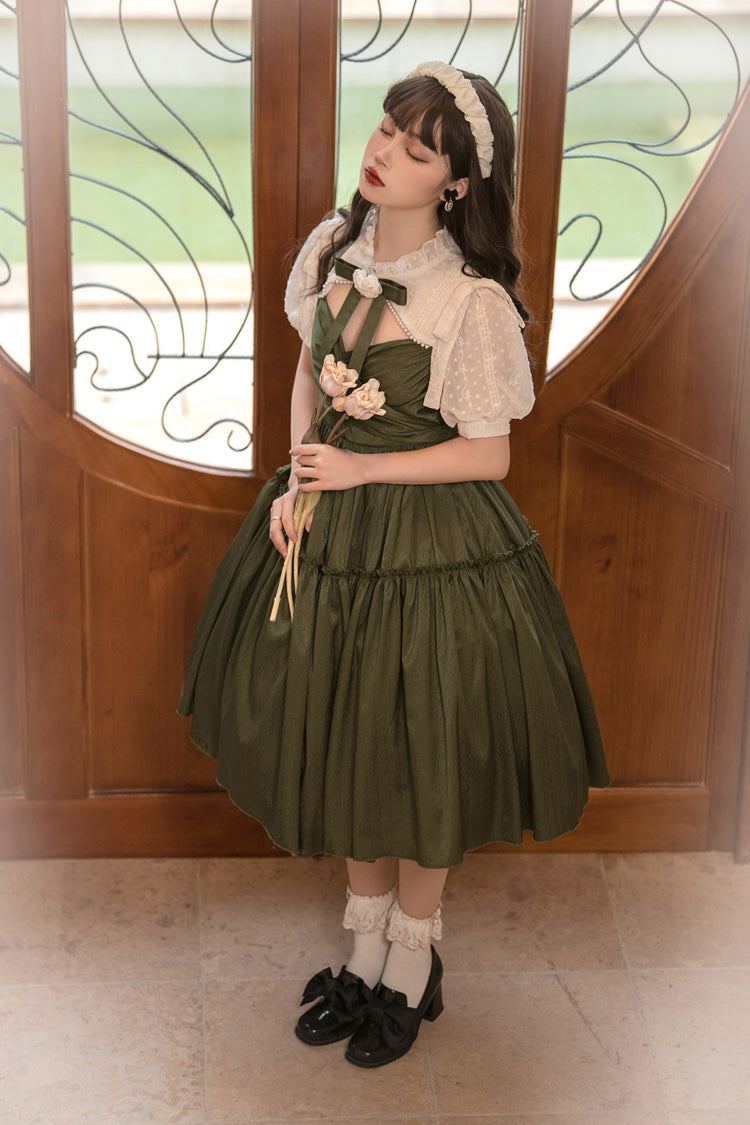 Dark Green Noble Retro Elegant Country Poetry Classic Lolita Dress - Product - 4