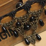 Black Retro Palace Style Lace And Pearl Sweet Necklace - Product - 3