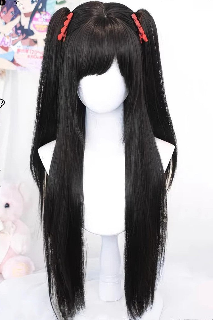 かわいいアニメスタイル ロングストレート ツインテール スウィートロリータウィッグ 2色 商品画像