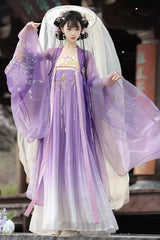 Purple [Legends of the Tang Dynasty] High Waisted Printed Embroidered Women's Classic Hanfu Dress Set - Product - 1