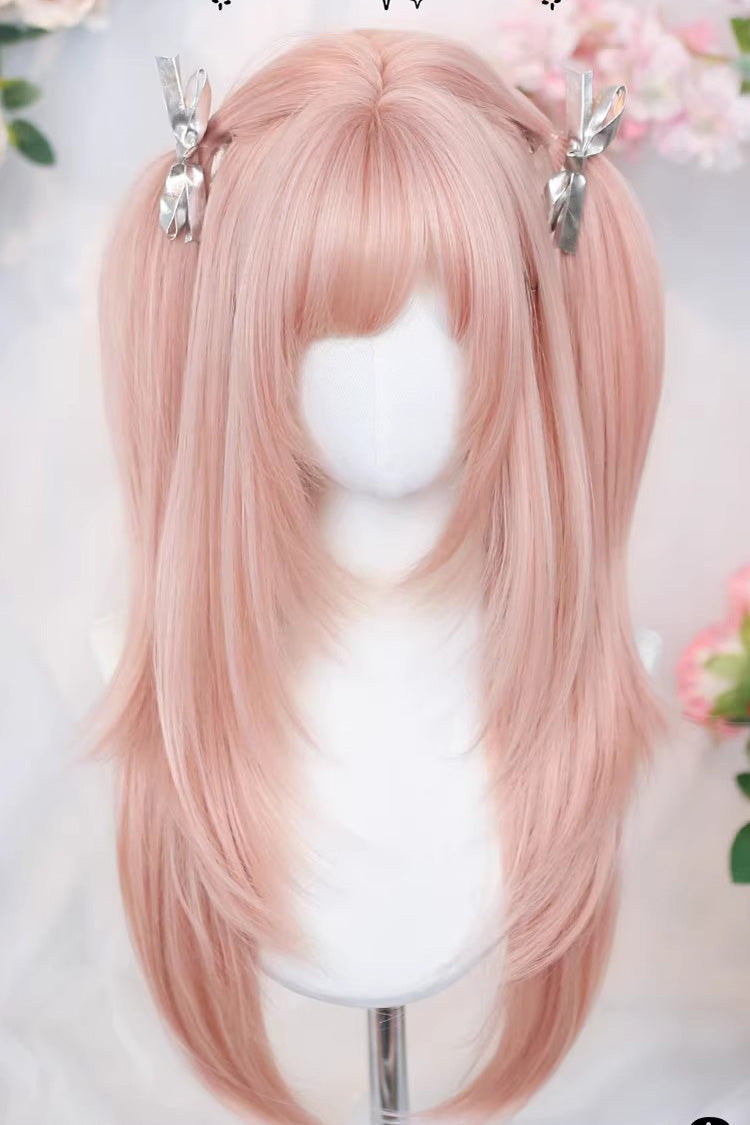 Cherry Pink Long Straight Hair Sweet Ins Lolita Wig - Product - 4