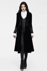 Black Long Sleeves Jacquard Slim Women's Gothic Coat - Product - 4