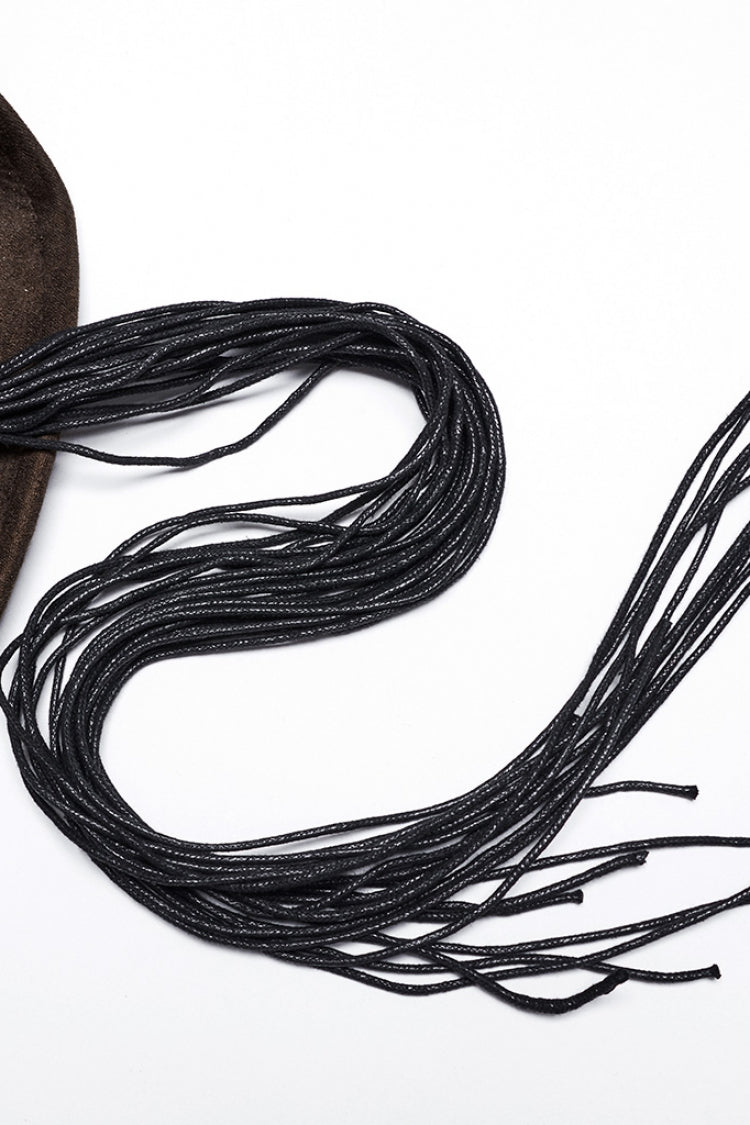 Brown Tassels Feather Skull Men's Punk Hat - Product - 7