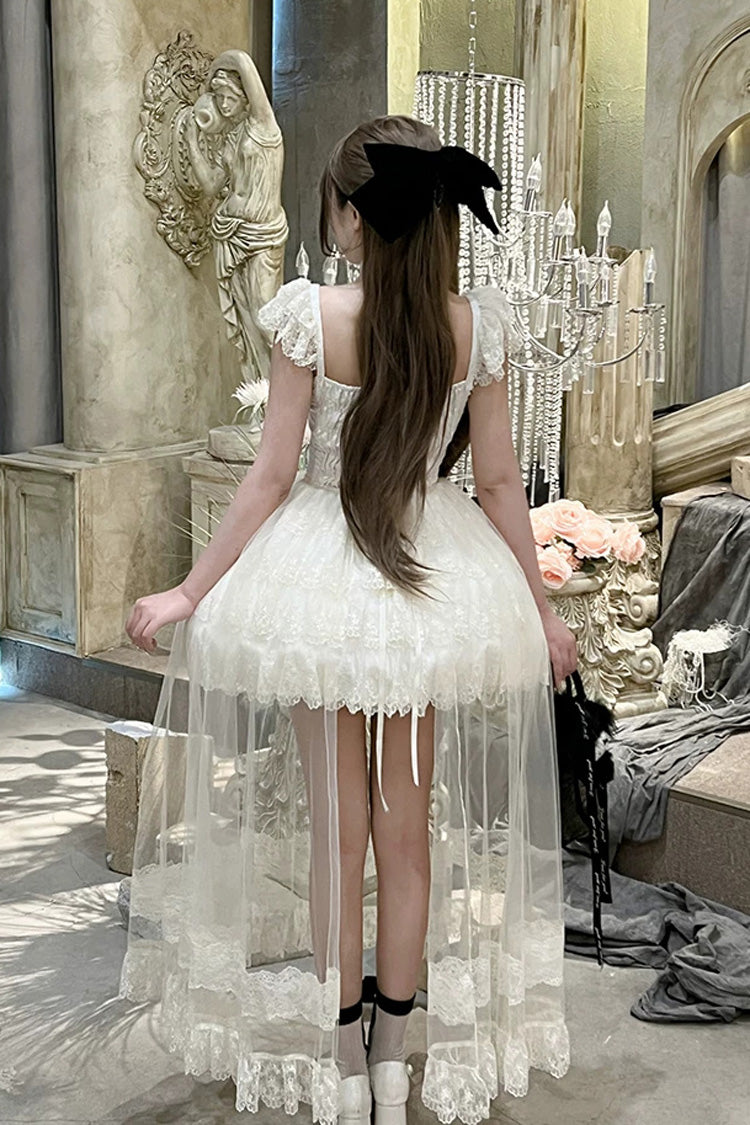 Ivory [Hepburn Heart] Square Collar Sleeveless Multi-Layered Cut-Out Bow Lace Sweet Lolita Jsk Dress - Product - 4