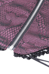 Purple Butterfly Embroidered Lace Women's Luxurious Royal Underbust Corset - Product - 22