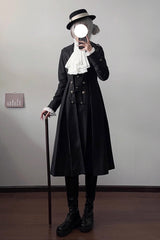 [Paranoid’s Punishment ] Long Sleeves Slim Gothic Lolita Trench Coat 2 Colors - Black - 1