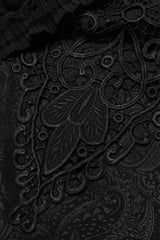 Black Stand Collar Ruffle Floral Embroidery Mens Gothic Blouse - Product - 6