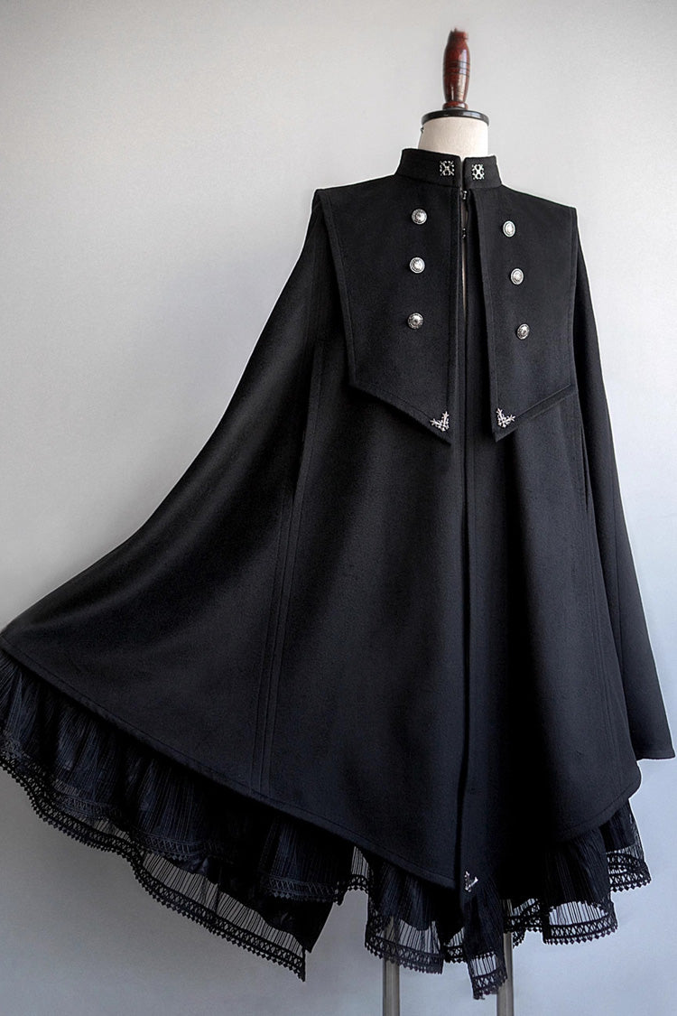 Double-breasted Gothic Prince Handsome Ouji Lolita Cloak Coat 3 Colors - Black - 1