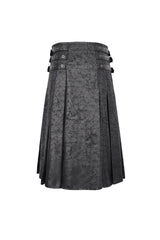 Black Print Chain Multi Buckle Men's Gothic Skirt - Product - 10